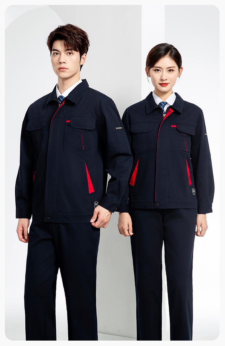 JC-20142 純棉春秋工作服套裝男加厚工廠車間服耐磨全棉汽修服勞保服定制(圖12)