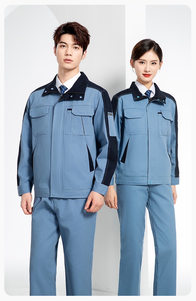 JC-20142 純棉春秋工作服套裝男加厚工廠車間服耐磨全棉汽修服勞保服定制(圖13)