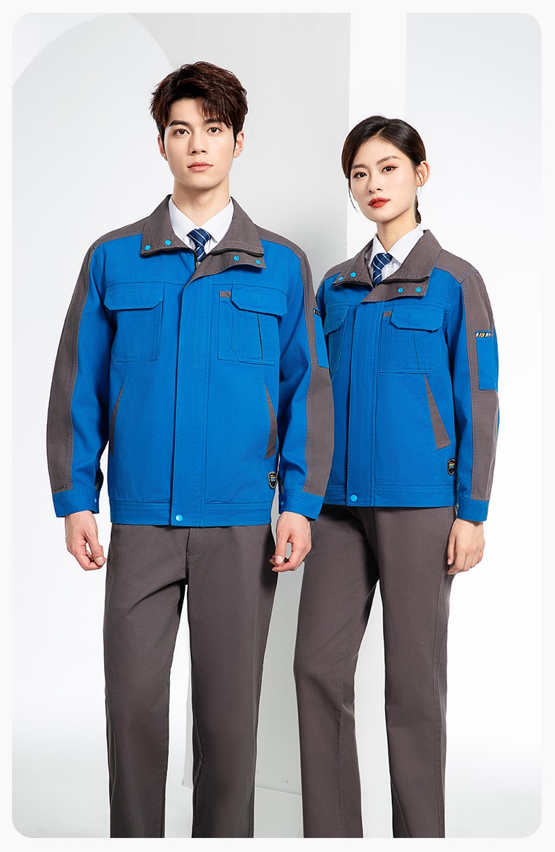 JC-20142 純棉春秋工作服套裝男加厚工廠車間服耐磨全棉汽修服勞保服定制(圖19)