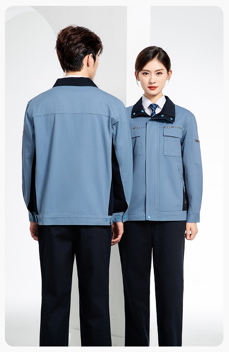 JC-20143 純棉春秋工作服套裝男拼色全棉工裝汽車維修廠車間勞保服可定制(圖23)