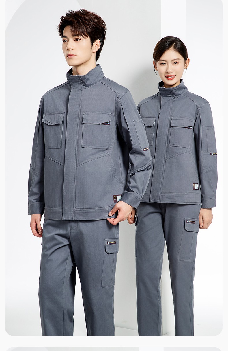 JC-SY61X 防靜電春秋長(zhǎng)袖工作服套裝CVC耐磨純色工裝機(jī)修車(chē)間工廠服定制(圖12)