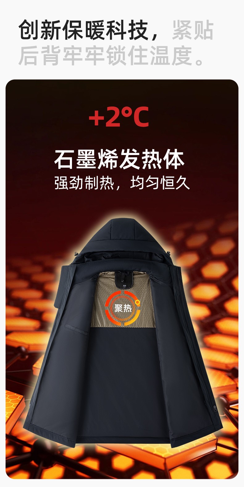 RH-6017 冬季羽絨沖鋒衣中長(zhǎng)款工作服男純色加絨加厚保暖公司商務(wù)工裝定制(圖5)