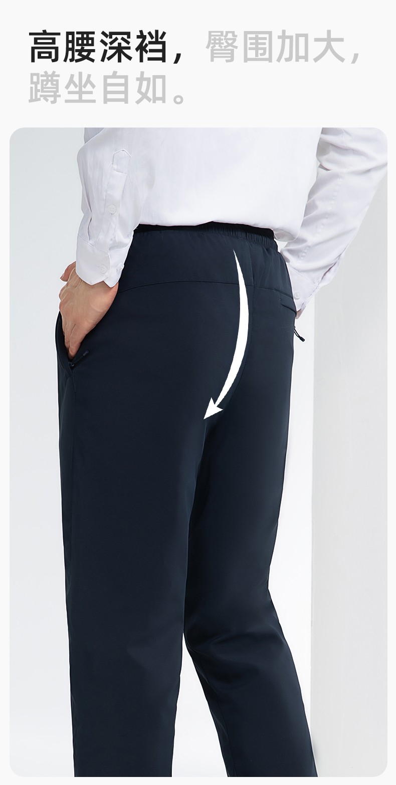 RH-8019 冬季羽絨工作服褲子純色加絨保暖防寒松緊耐磨勞保褲工裝褲定制(圖5)