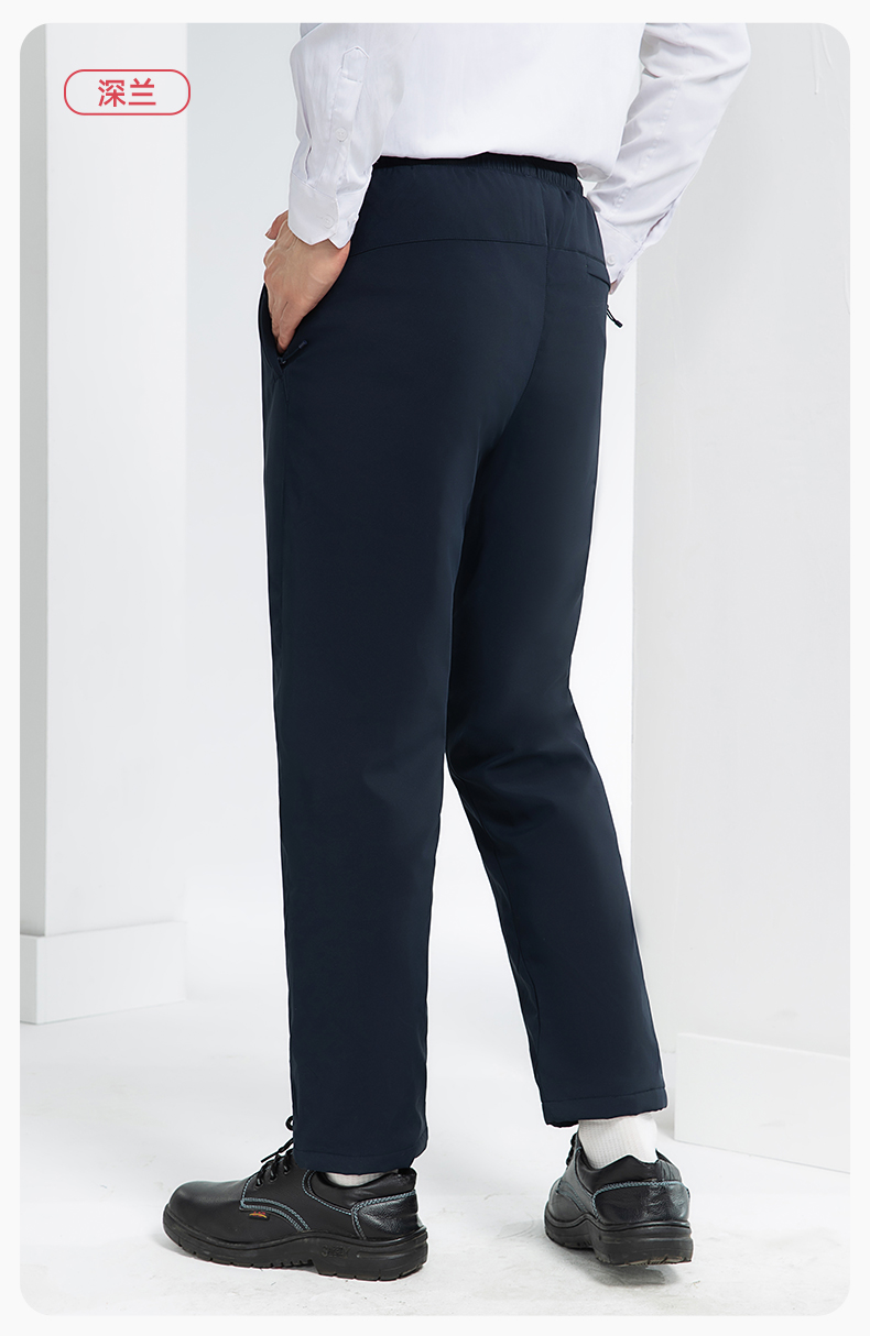 RH-8019 冬季羽絨工作服褲子純色加絨保暖防寒松緊耐磨勞保褲工裝褲定制(圖15)