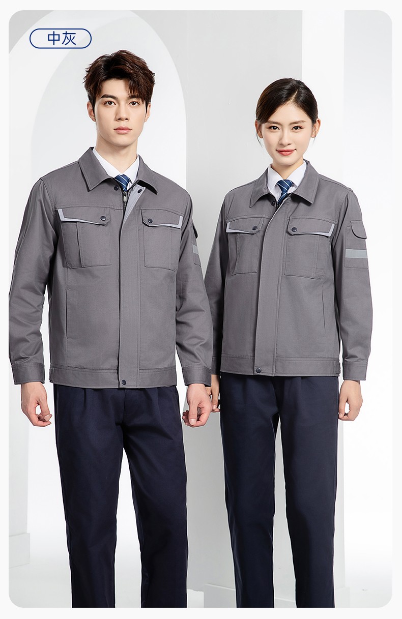 YJ-6801 春秋CVC工作服套裝男加網(wǎng)襯耐磨外套汽修工廠車間工裝勞保服定制(圖19)