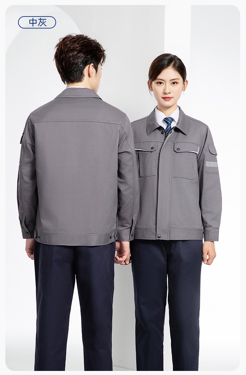 YJ-6801 春秋CVC工作服套裝男加網(wǎng)襯耐磨外套汽修工廠車間工裝勞保服定制(圖20)