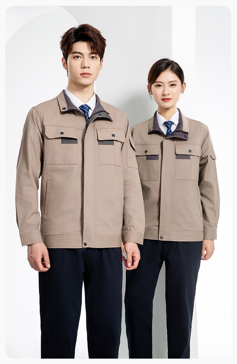 YJ-6901 春秋純棉工作服套裝印字男耐磨工作服機(jī)電維修工裝定制勞保工作服(圖12)