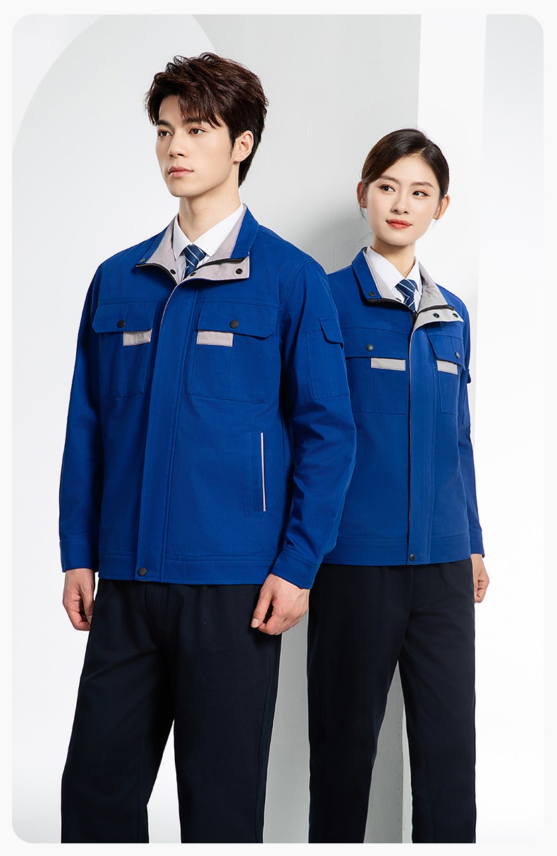 YJ-6901 春秋純棉工作服套裝印字男耐磨工作服機(jī)電維修工裝定制勞保工作服(圖15)