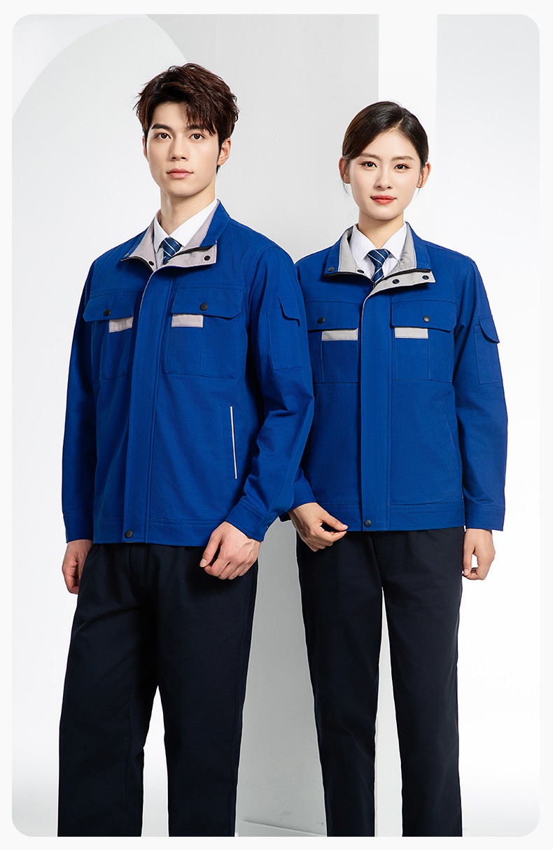 YJ-6901 春秋純棉工作服套裝印字男耐磨工作服機(jī)電維修工裝定制勞保工作服(圖16)