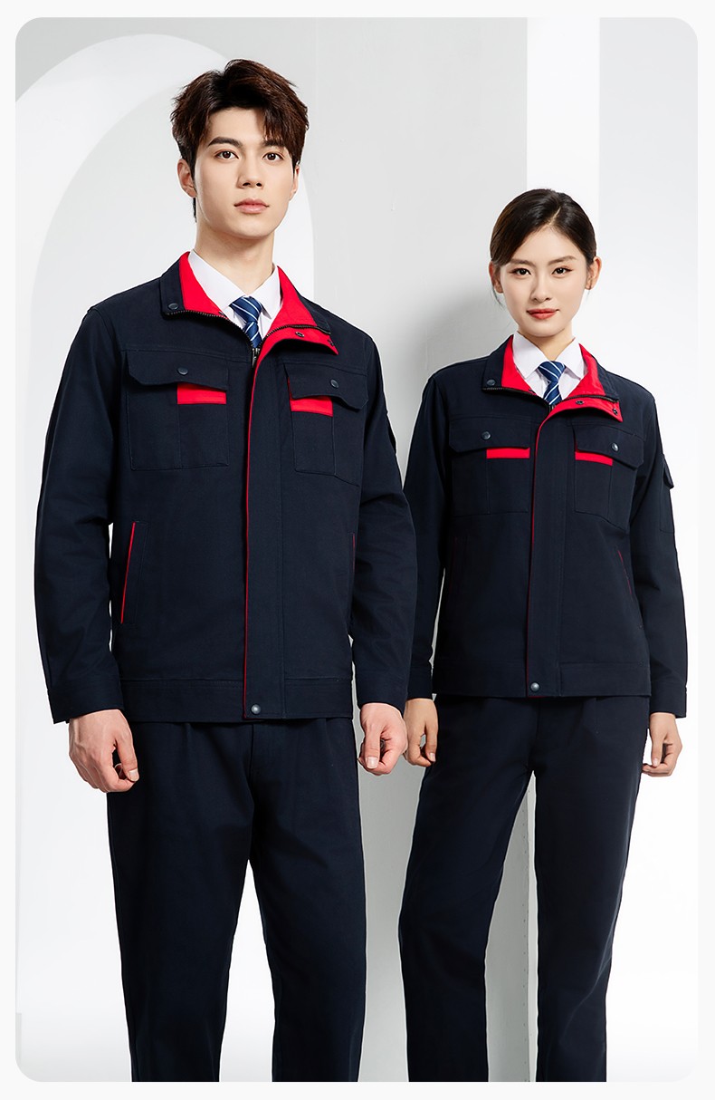 YJ-6901 春秋純棉工作服套裝印字男耐磨工作服機(jī)電維修工裝定制勞保工作服(圖17)