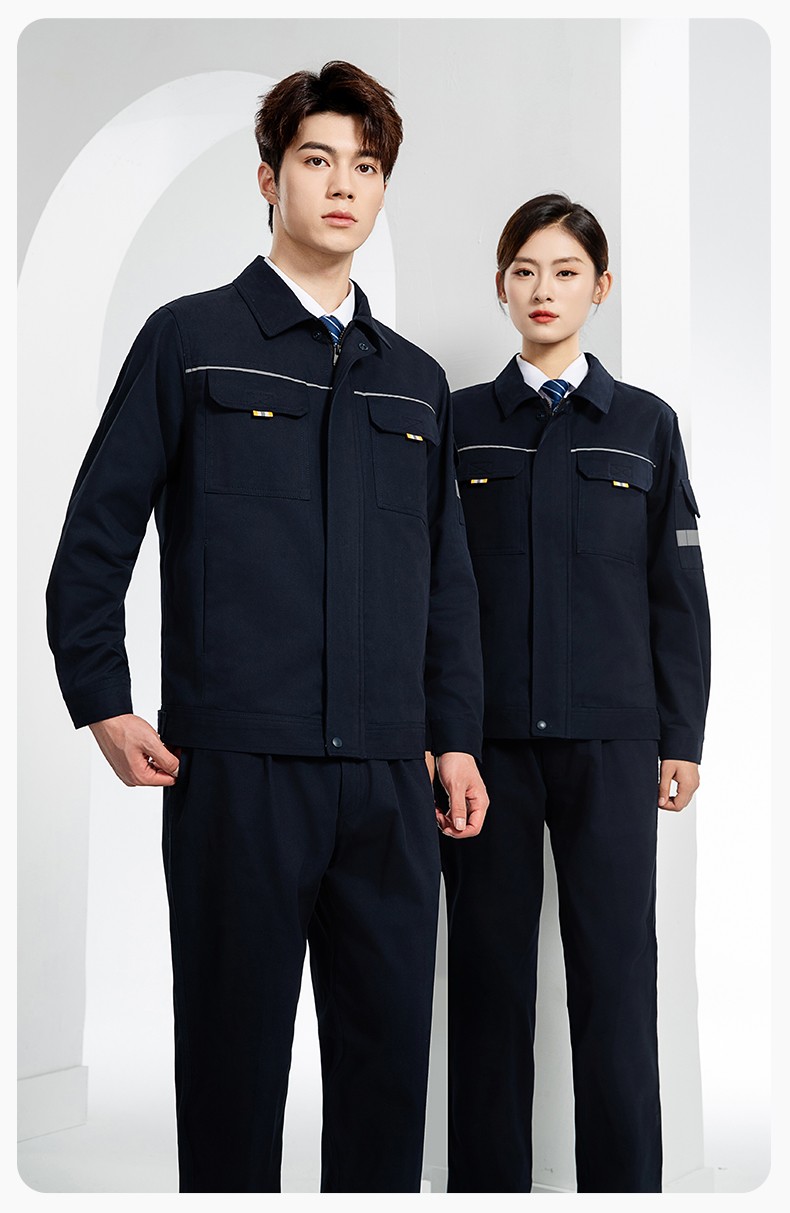 YJ-6902 純棉工作服套裝男印字定制春秋耐磨電力全棉工廠車(chē)間工裝勞保廠服(圖16)