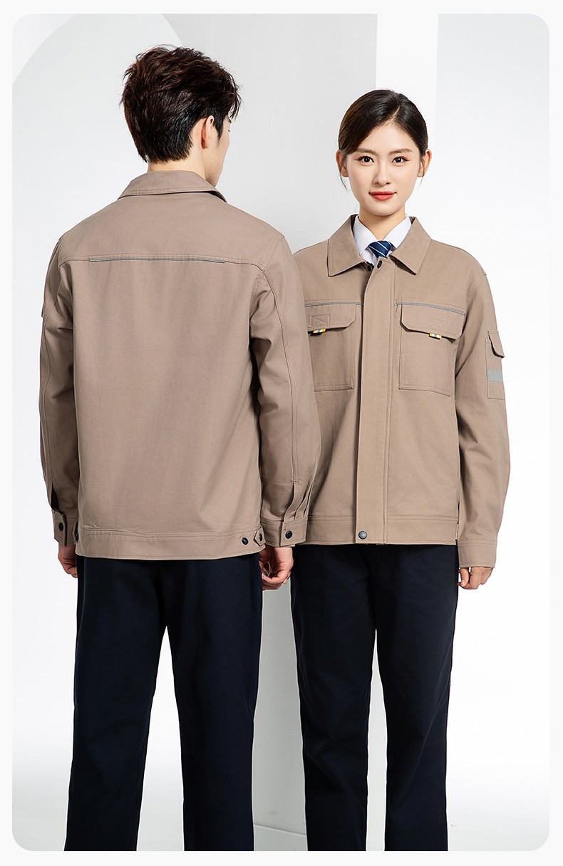 YJ-6902 純棉工作服套裝男印字定制春秋耐磨電力全棉工廠車(chē)間工裝勞保廠服(圖19)