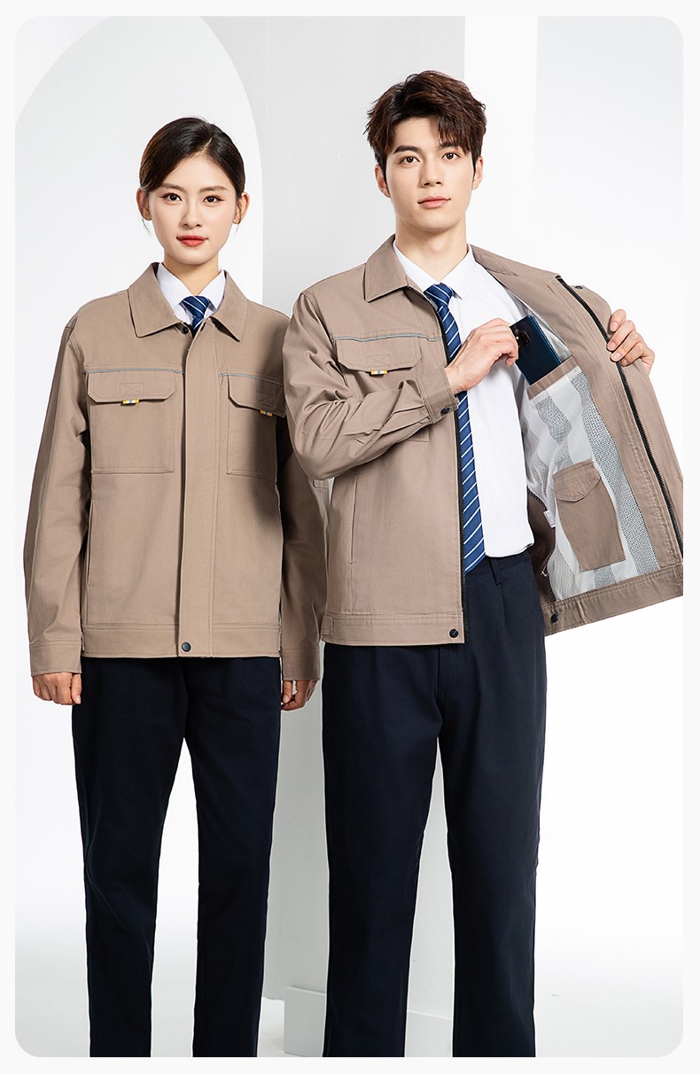YJ-6902 純棉工作服套裝男印字定制春秋耐磨電力全棉工廠車(chē)間工裝勞保廠服(圖18)