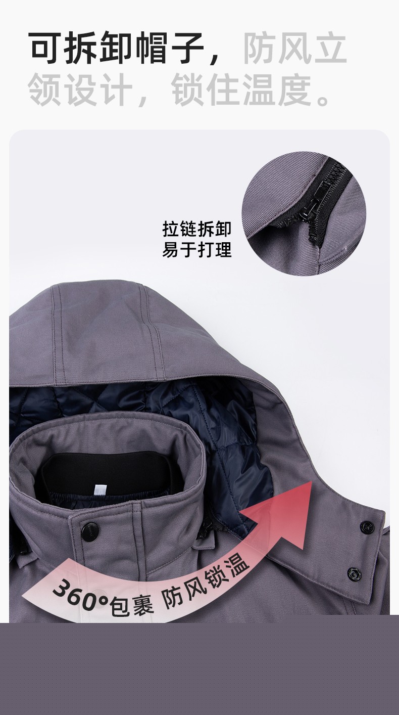 YJ-8901 冬季純棉工作服棉服定制加厚保暖上衣外套電焊工廠勞保服棉襖印字(圖8)