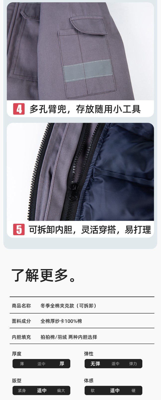 YJ-8901 冬季純棉工作服棉服定制加厚保暖上衣外套電焊工廠勞保服棉襖印字(圖15)