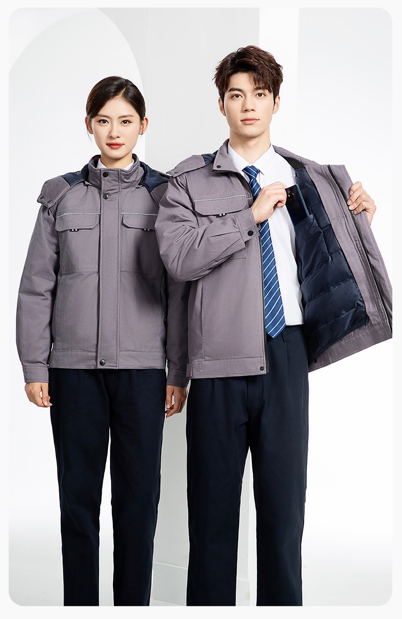 YJ-8901 冬季純棉工作服棉服定制加厚保暖上衣外套電焊工廠勞保服棉襖印字(圖20)