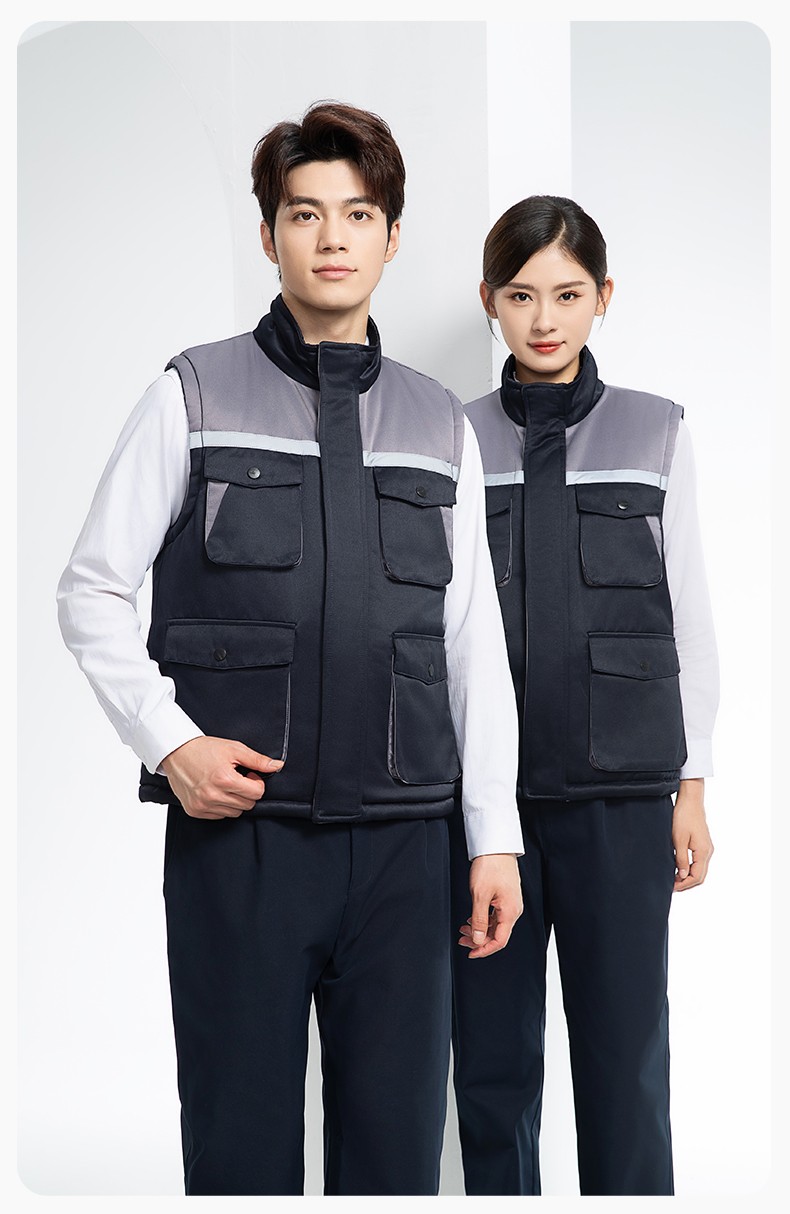 YJ-9902 秋冬工程棉馬甲工裝拼色團體廣告志愿者馬夾加厚保暖背心工裝定制(圖14)