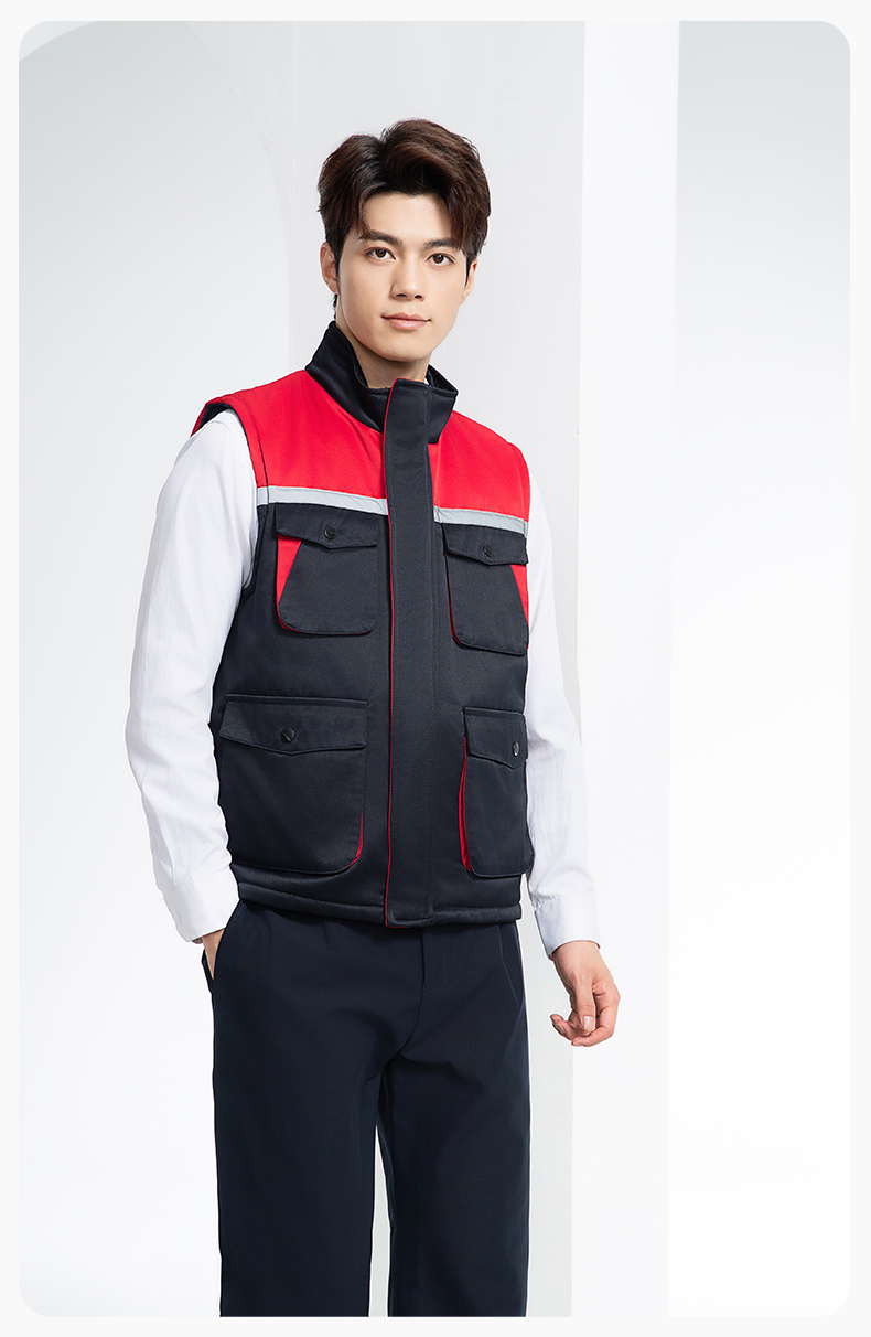 YJ-9902 秋冬工程棉馬甲工裝拼色團體廣告志愿者馬夾加厚保暖背心工裝定制(圖15)