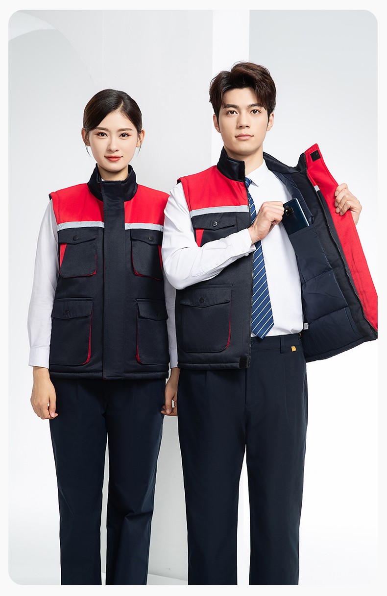 YJ-9902 秋冬工程棉馬甲工裝拼色團體廣告志愿者馬夾加厚保暖背心工裝定制(圖16)