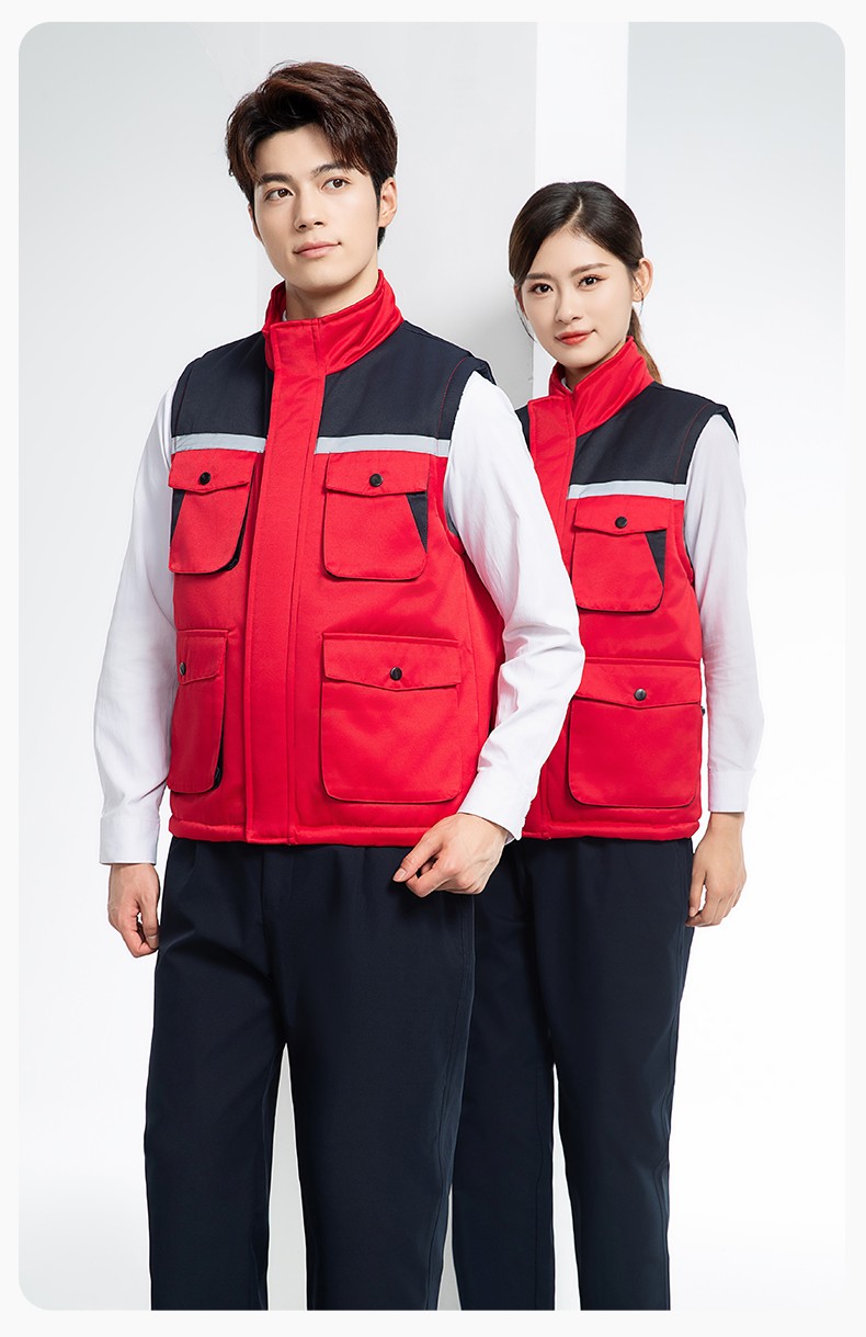 YJ-9902 秋冬工程棉馬甲工裝拼色團體廣告志愿者馬夾加厚保暖背心工裝定制(圖19)