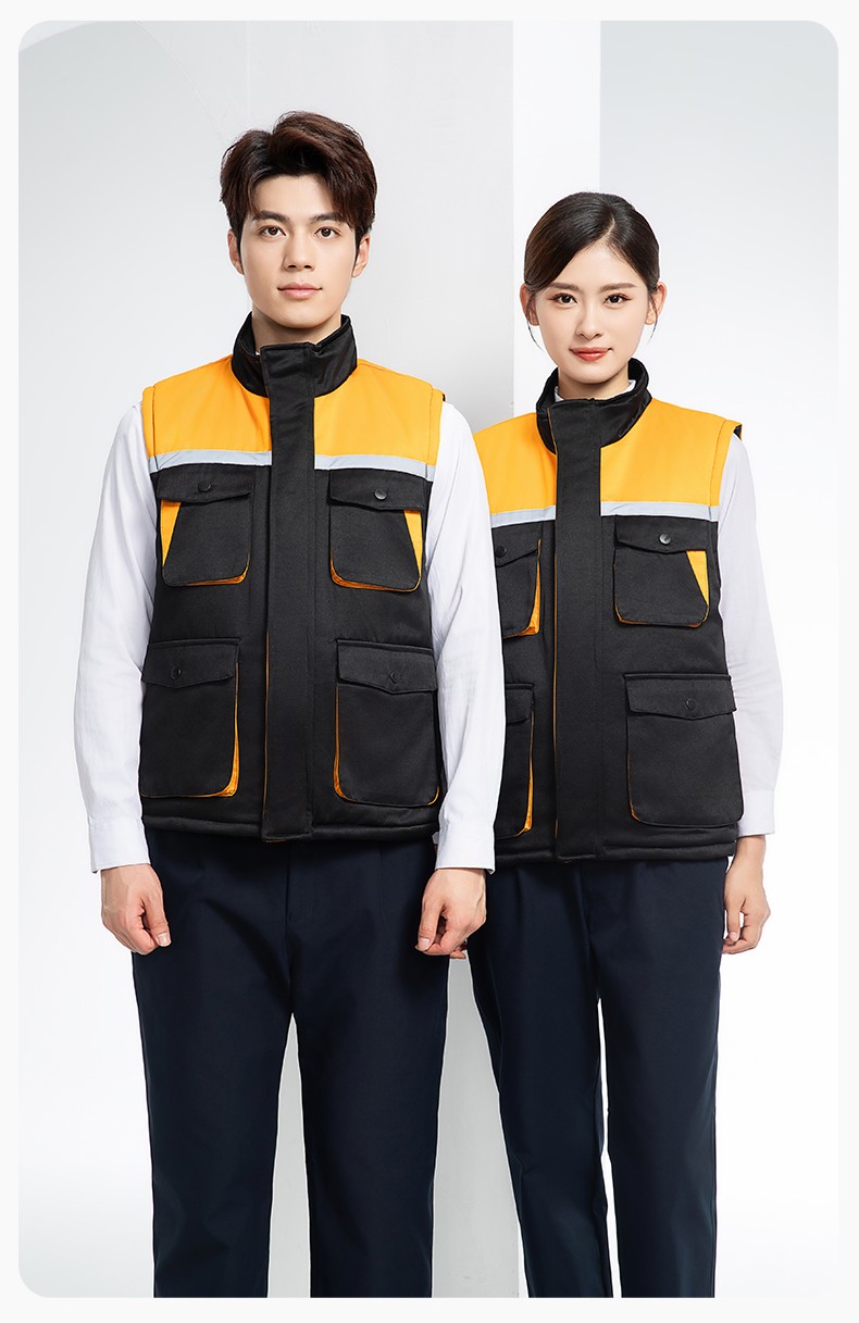 YJ-9902 秋冬工程棉馬甲工裝拼色團體廣告志愿者馬夾加厚保暖背心工裝定制(圖18)