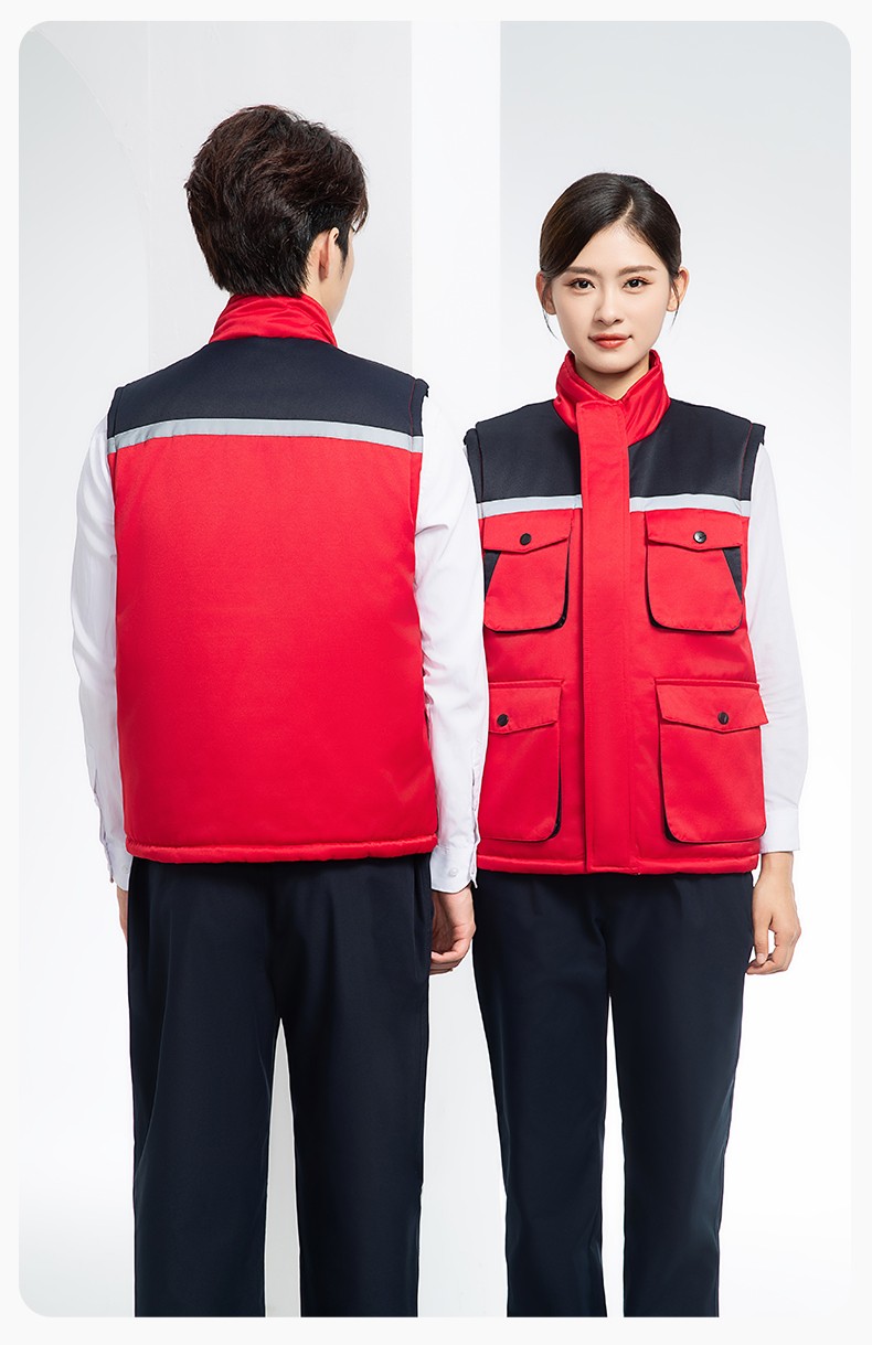 YJ-9902 秋冬工程棉馬甲工裝拼色團體廣告志愿者馬夾加厚保暖背心工裝定制(圖20)
