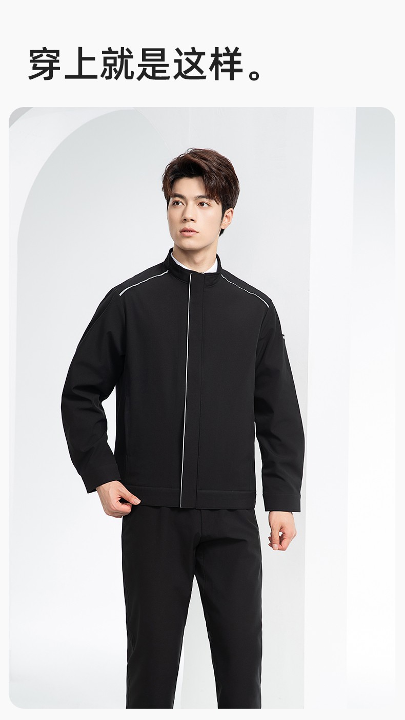 YJ-5608XM 軟殼沖鋒衣工作服春秋套裝男純色防風工裝企業(yè)團體服機修服定制(圖14)