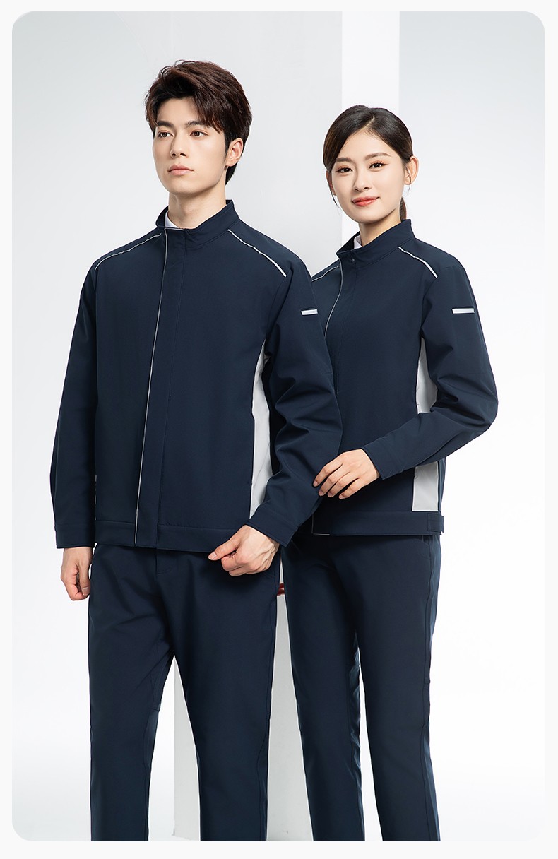 YJ-5608XM 軟殼沖鋒衣工作服春秋套裝男純色防風工裝企業(yè)團體服機修服定制(圖17)