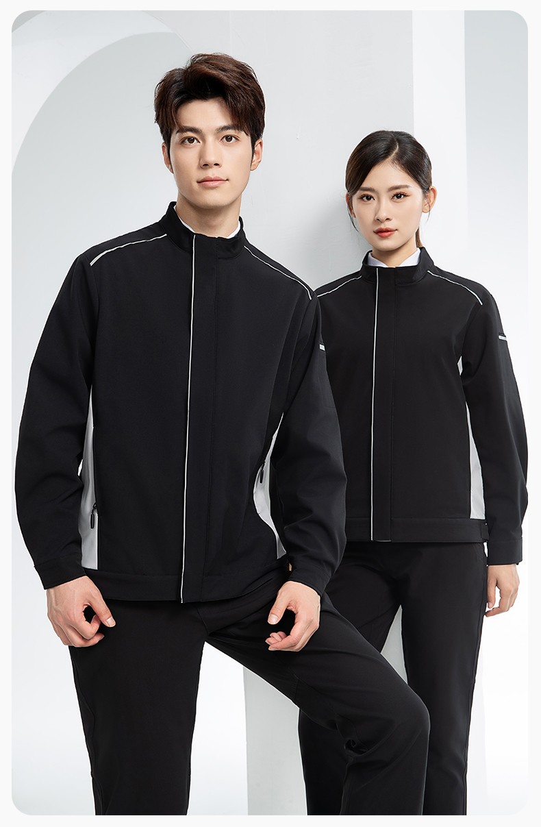 YJ-5608XM 軟殼沖鋒衣工作服春秋套裝男純色防風工裝企業(yè)團體服機修服定制(圖19)