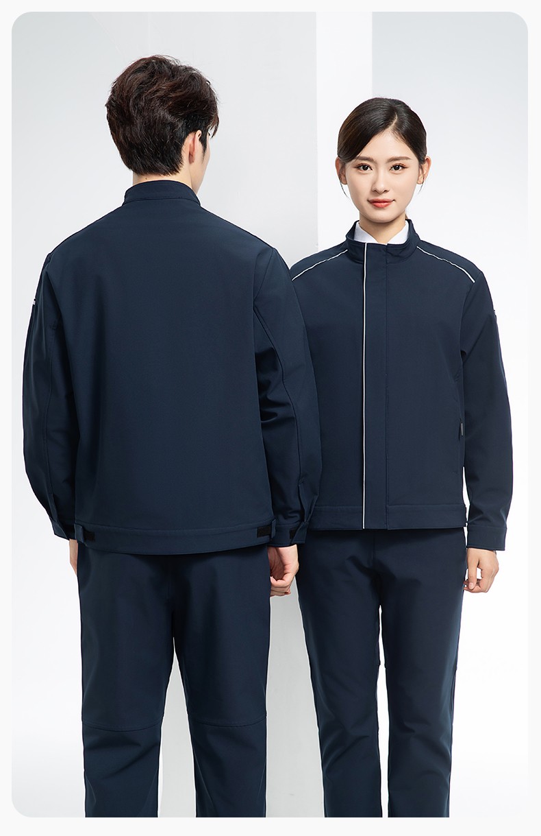 YJ-5608XM 軟殼沖鋒衣工作服春秋套裝男純色防風工裝企業(yè)團體服機修服定制(圖21)