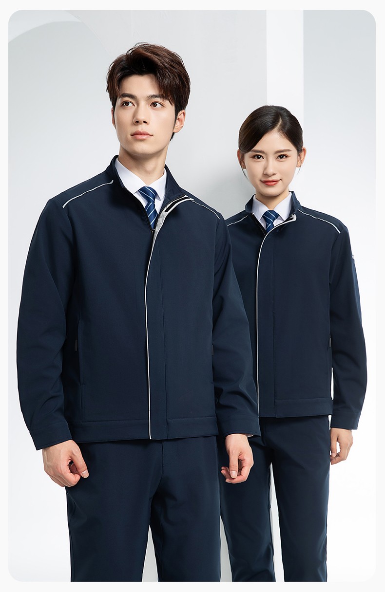 YJ-5608XM 軟殼沖鋒衣工作服春秋套裝男純色防風工裝企業(yè)團體服機修服定制(圖20)