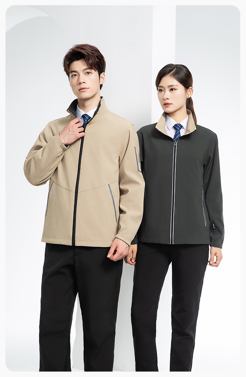 YJ-7001 高端工作服沖鋒衣春秋雙面企業(yè)公司行政商務(wù)高管員工長袖外套定制(圖14)