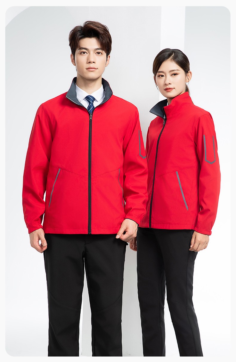 YJ-7001 高端工作服沖鋒衣春秋雙面企業(yè)公司行政商務(wù)高管員工長袖外套定制(圖15)