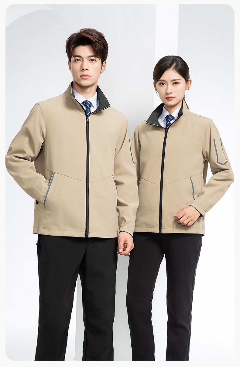 YJ-7001 高端工作服沖鋒衣春秋雙面企業(yè)公司行政商務(wù)高管員工長袖外套定制(圖13)