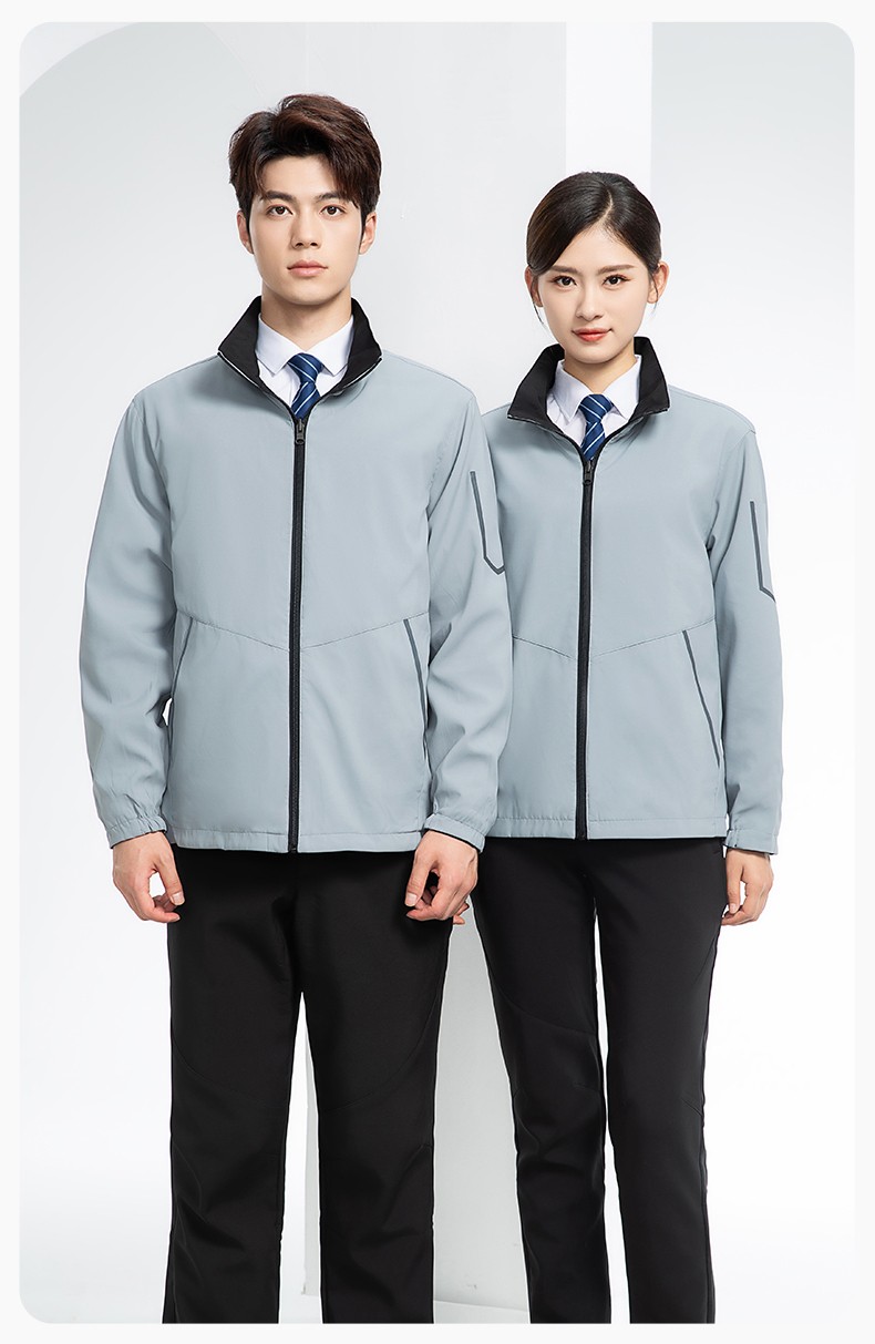 YJ-7001 高端工作服沖鋒衣春秋雙面企業(yè)公司行政商務(wù)高管員工長袖外套定制(圖19)