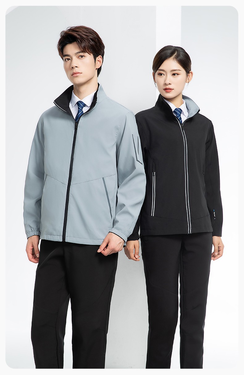 YJ-7001 高端工作服沖鋒衣春秋雙面企業(yè)公司行政商務(wù)高管員工長袖外套定制(圖20)