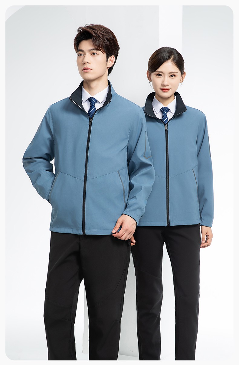 YJ-7001 高端工作服沖鋒衣春秋雙面企業(yè)公司行政商務(wù)高管員工長袖外套定制(圖21)