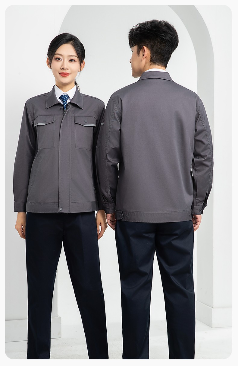 LJ-1809 秋工作服套裝印字男純色汽修長袖耐磨電焊工工裝勞保服定制(圖17)