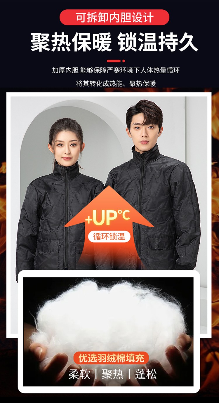 LW-8835 冬季純棉可拆卸工作服棉服定制印字防寒服冷庫棉工人車間加厚棉衣(圖7)