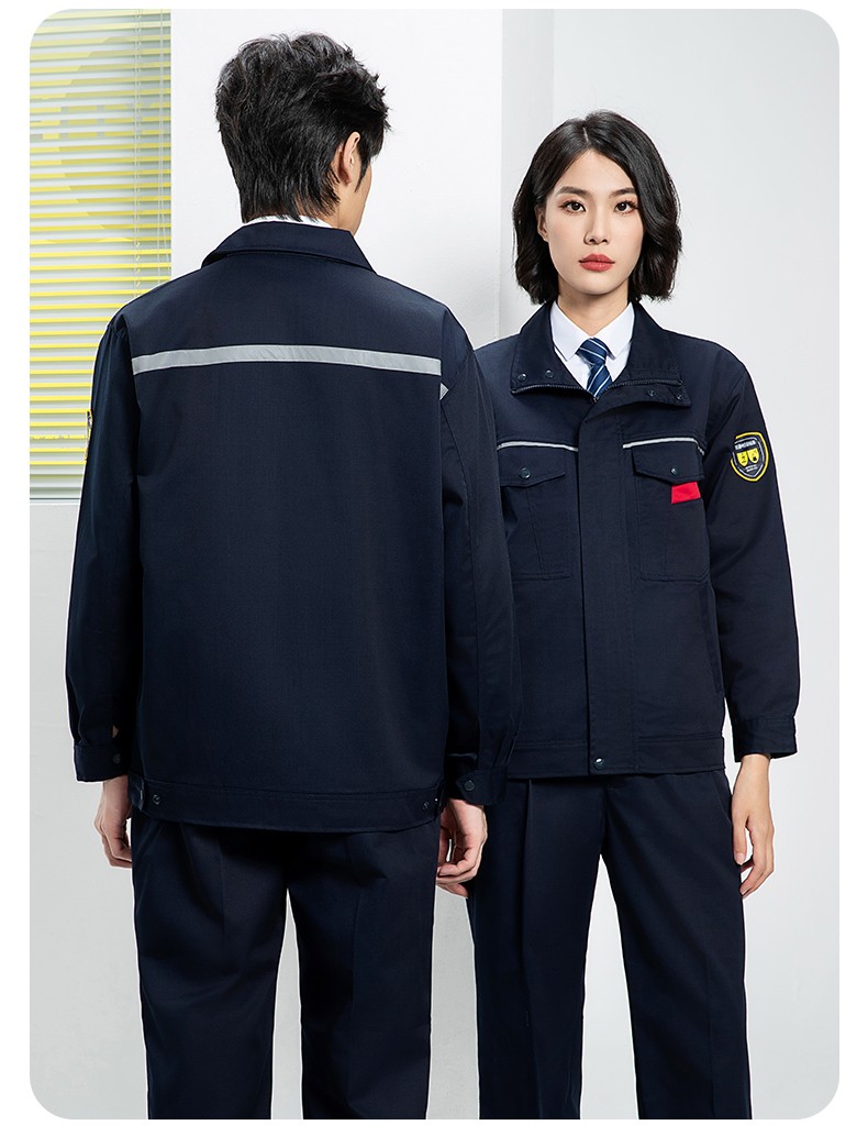 YJ-1302 防靜電防酸堿工作服套裝男春秋化工廠反光條耐磨工裝勞保服定制(圖19)