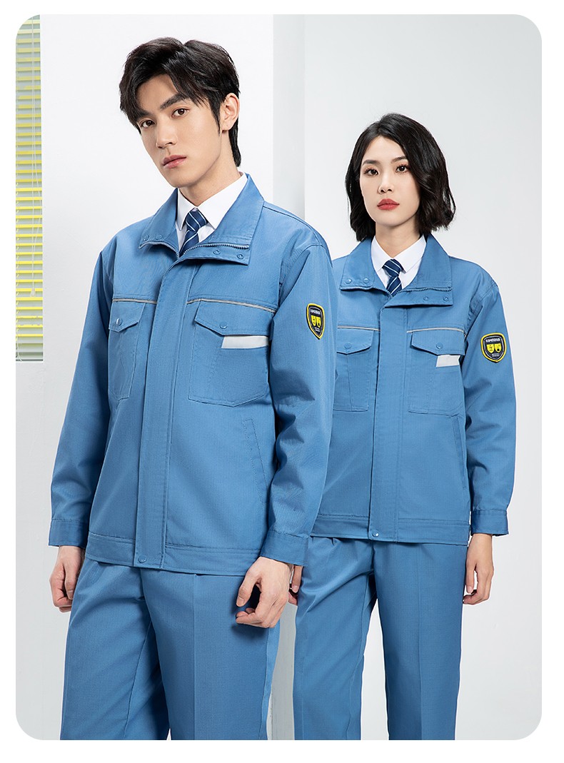 YJ-1302 防靜電防酸堿工作服套裝男春秋化工廠反光條耐磨工裝勞保服定制(圖23)