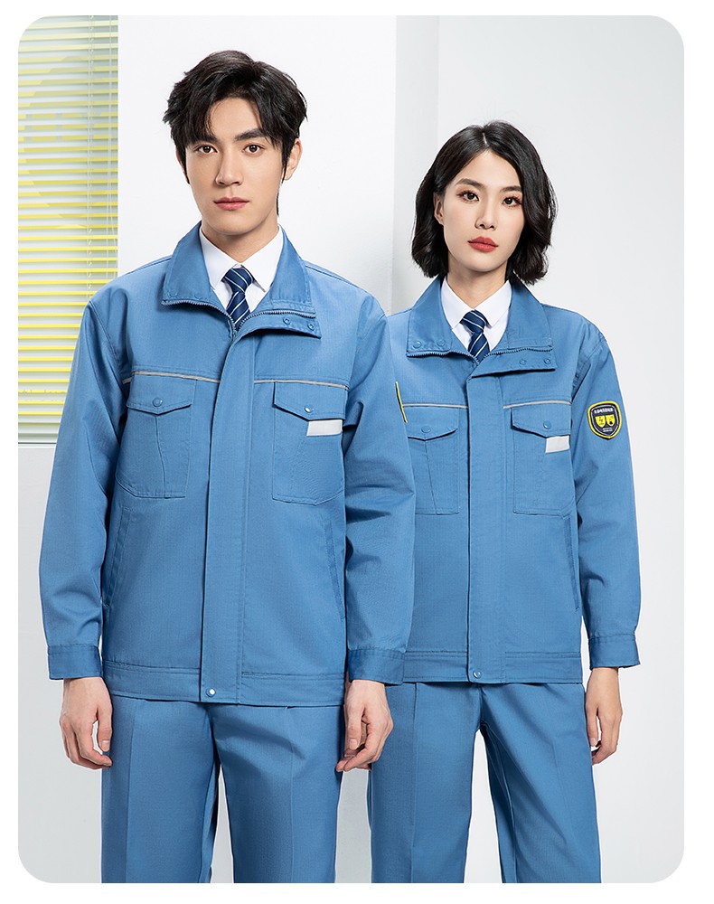 YJ-1302 防靜電防酸堿工作服套裝男春秋化工廠反光條耐磨工裝勞保服定制(圖22)