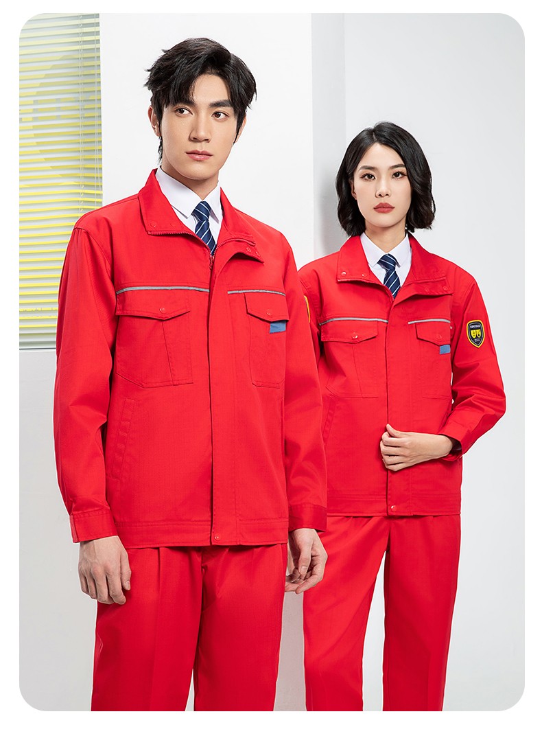 YJ-1302 防靜電防酸堿工作服套裝男春秋化工廠反光條耐磨工裝勞保服定制(圖25)
