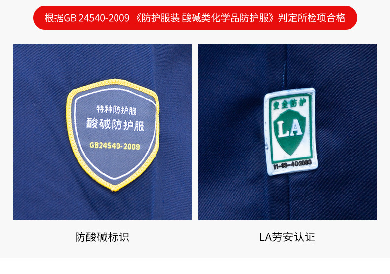 TZ011 恒漉防靜電防酸堿藍(lán)白大褂定制車間實驗室防護(hù)服耐腐蝕工 作服印字(圖3)