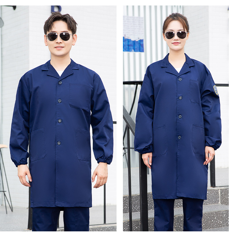 TZ011 恒漉防靜電防酸堿藍(lán)白大褂定制車間實驗室防護(hù)服耐腐蝕工 作服印字(圖14)