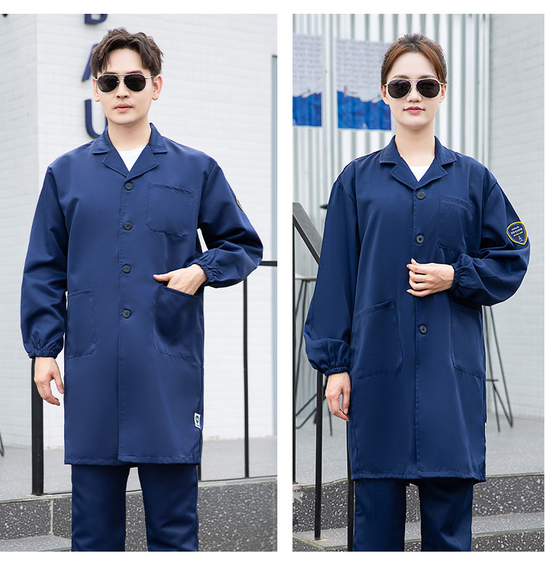TZ011 恒漉防靜電防酸堿藍(lán)白大褂定制車間實驗室防護(hù)服耐腐蝕工 作服印字(圖22)