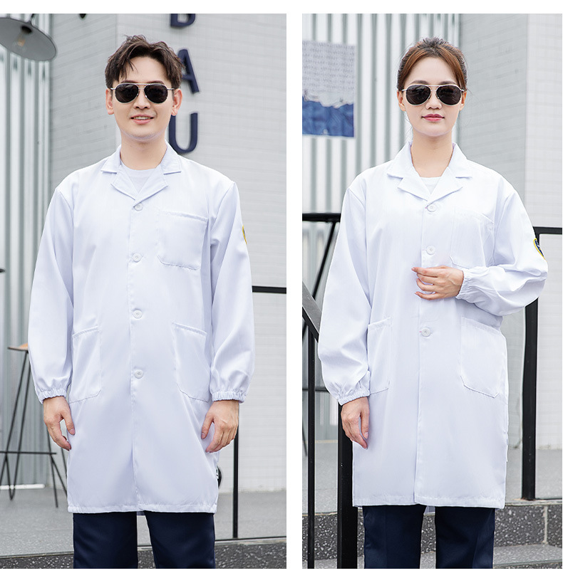 TZ011 恒漉防靜電防酸堿藍(lán)白大褂定制車間實驗室防護(hù)服耐腐蝕工 作服印字(圖26)