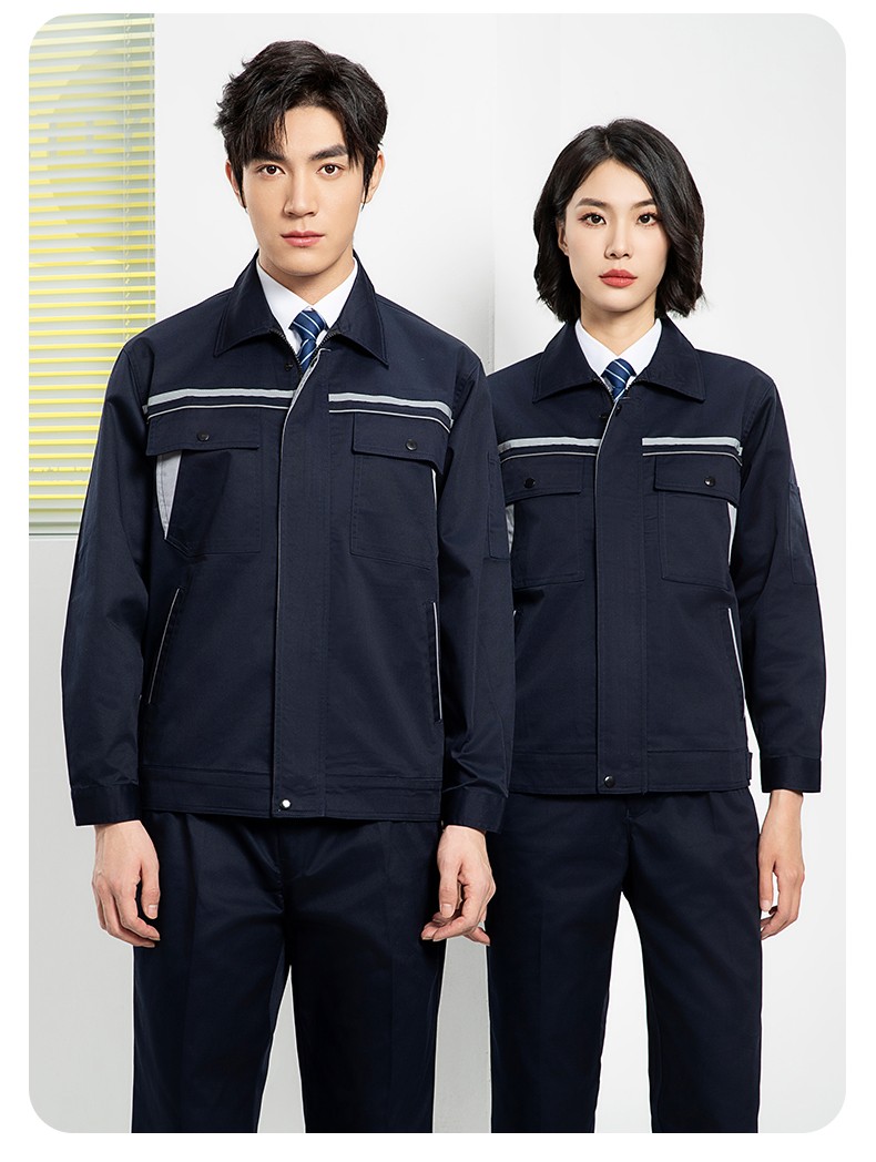 YJ-8005 春秋長袖工作服套裝男雙反光條加油站石油電子化工廠勞保服定制(圖21)