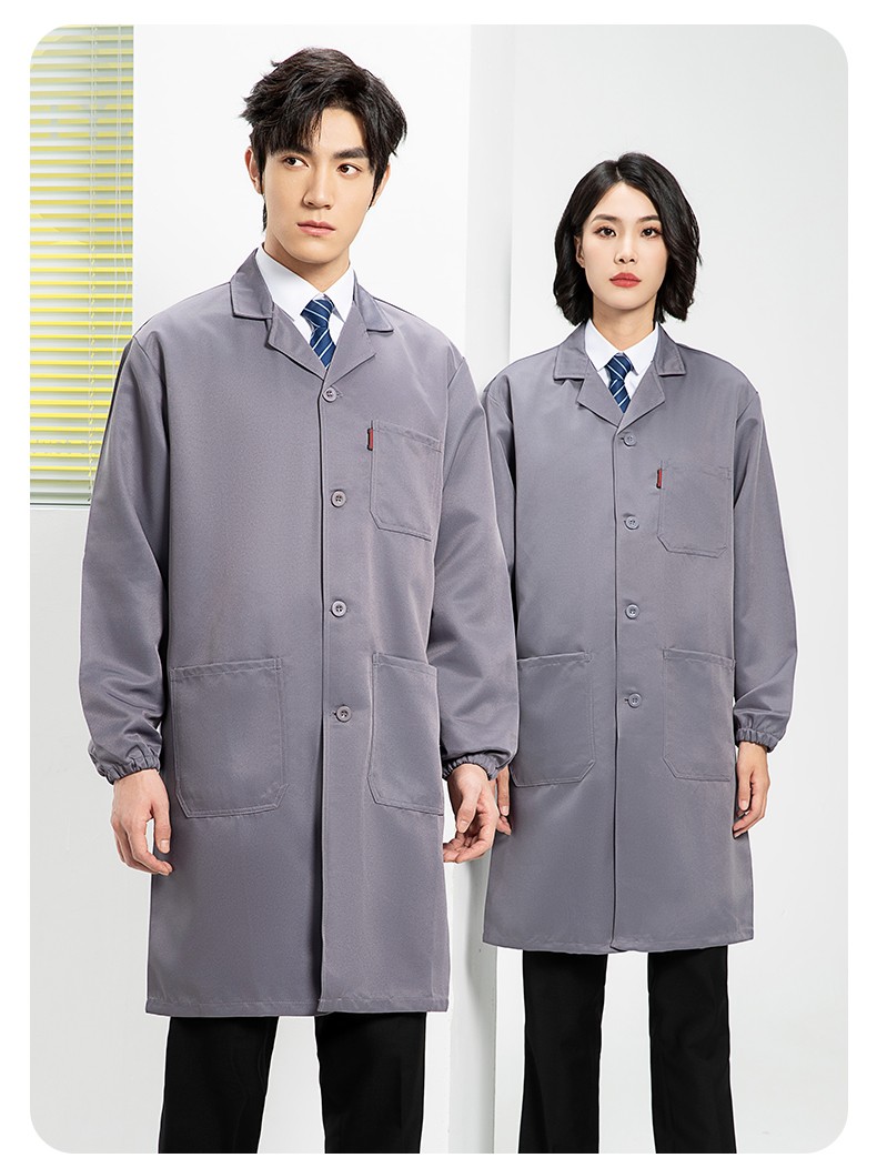 YJ-2301 純色大褂長(zhǎng)袖工作服純色電子廠男女防塵食品廠大褂定制(圖22)