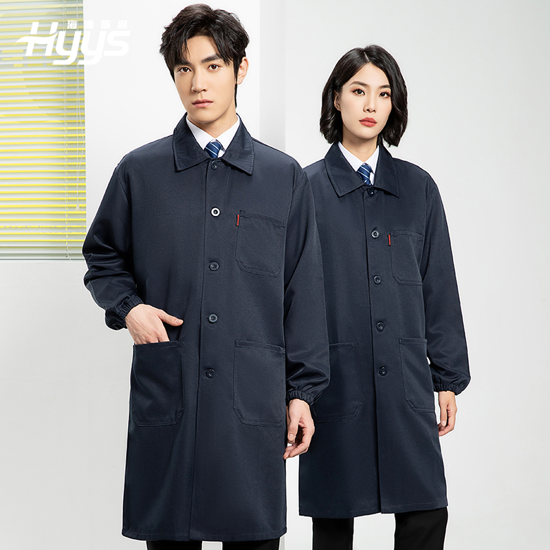 YJ-2302 純色翻領(lǐng)大褂工作服大褂倉(cāng)庫(kù)搬運(yùn)裝卸服飼養(yǎng)員防塵罩衣食品廠服
